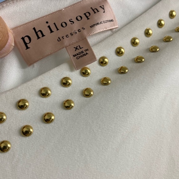 Philosophy Dress, Ivory with Gold Stud Detail, XL - Picture 2 of 9
